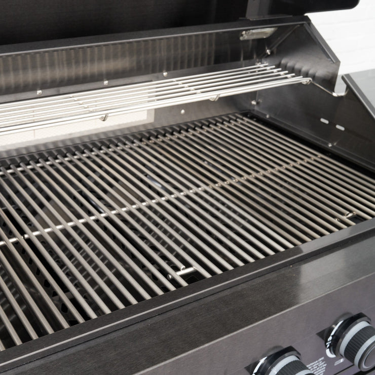 Draco Grills 4 Burner BBQ Black Stainless Steel Modular Outdoor Kitchen with Sear Station and Cabinets