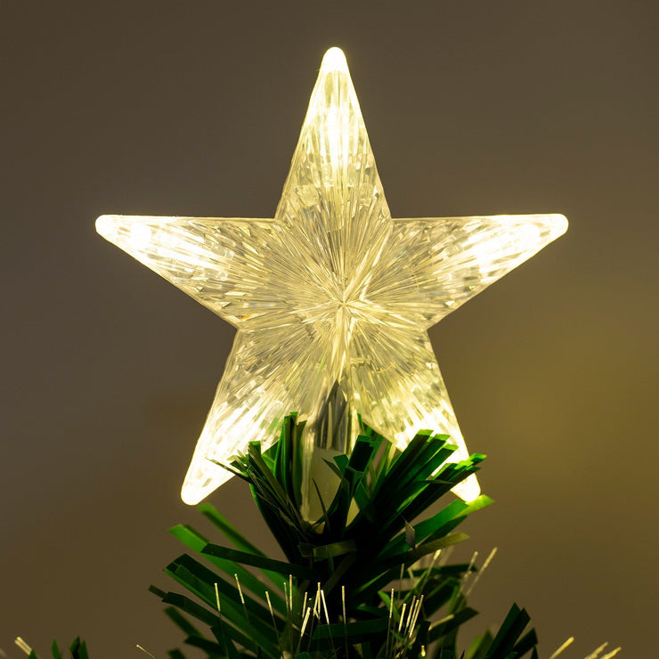 2ft - 7ft Green Fibre Optic Christmas Tree with Warm White LED's and Fibre Optic Lights