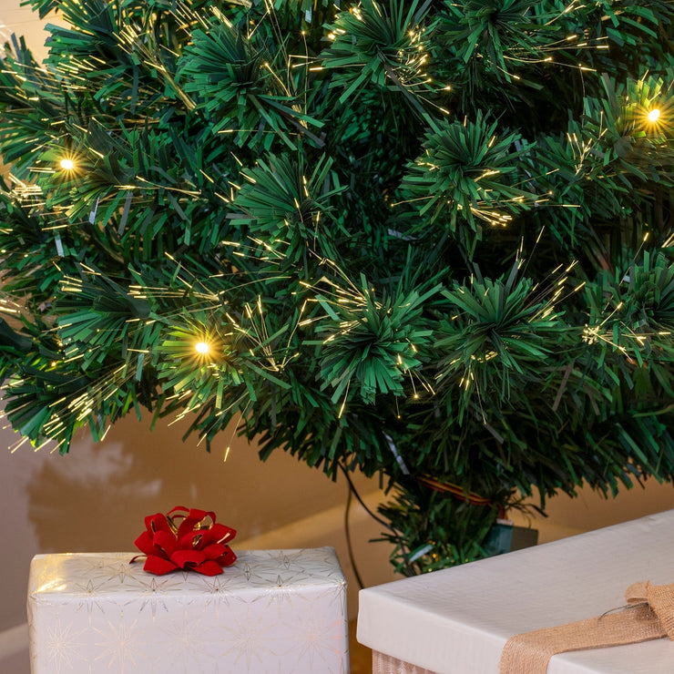 2ft - 7ft Green Fibre Optic Christmas Tree with Warm White LED's and Fibre Optic Lights