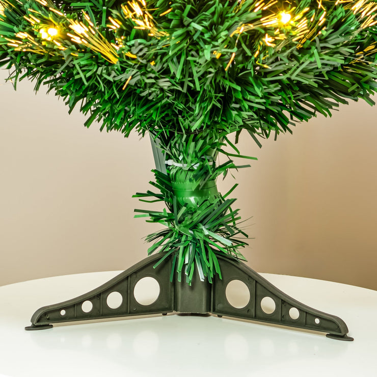 2ft - 7ft Green Fibre Optic Christmas Tree with Warm White LED's and Fibre Optic Lights