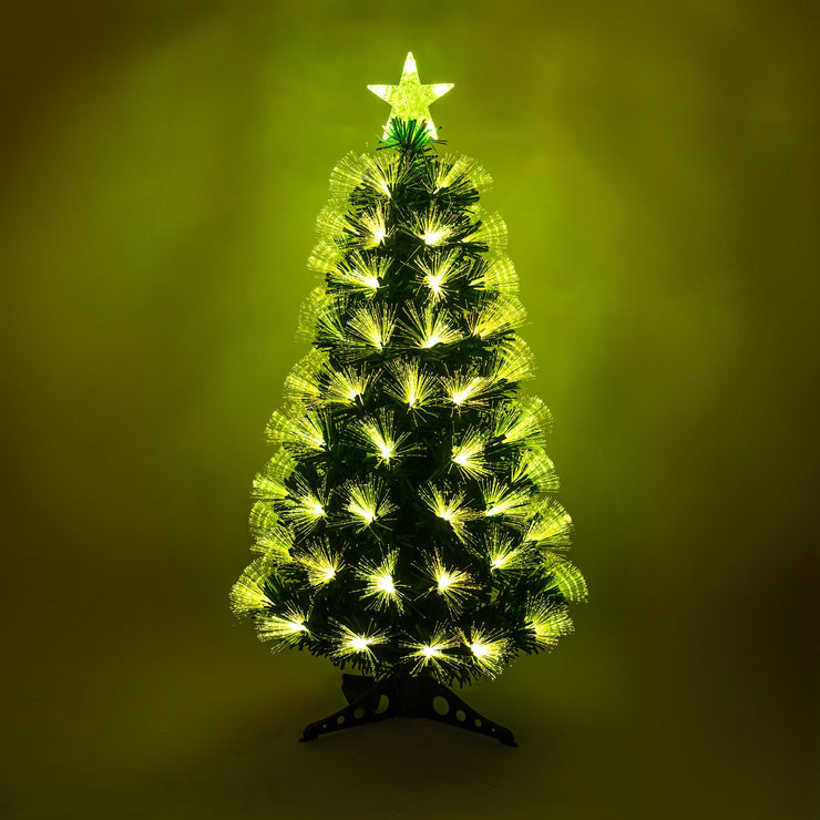 Green Fibre Optic Christmas Tree 4ft - 7ft with Remote Control and Multi Coloured Fibre Optic Lights