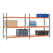 2x Mecalux Heavy Duty Longspan Shelving - 3000mm High - Blue & Orange