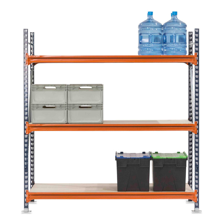 1x Mecalux Heavy Duty Longspan Shelving - 3000mm High - Blue & Orange