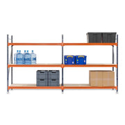 2x Mecalux Heavy Duty Longspan Shelving - 3000mm High - Blue & Orange