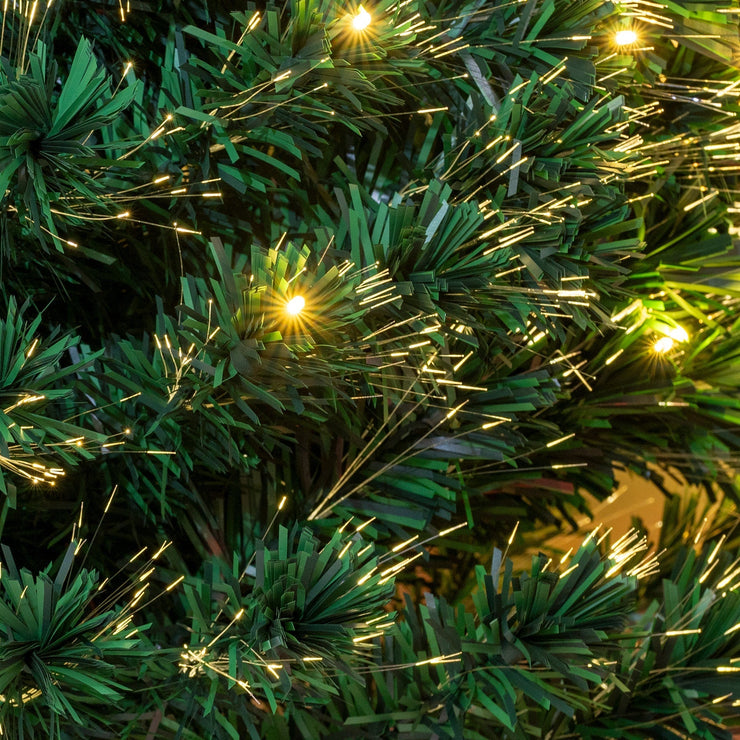 2ft - 7ft Green Fibre Optic Christmas Tree with Warm White LED's and Fibre Optic Lights