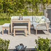 Bracken Outdoors Charlton Acacia Wood and Rope Garden Furniture Corner Sofa Set with Dining Table