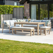 Bracken Outdoors Charlton Acacia Wood and Rope Garden Furniture Corner Sofa Set with Dining Table
