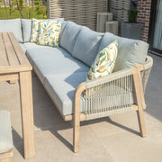 Bracken Outdoors Charlton Acacia Wood and Rope Garden Furniture Corner Sofa and Chair with Dining Table