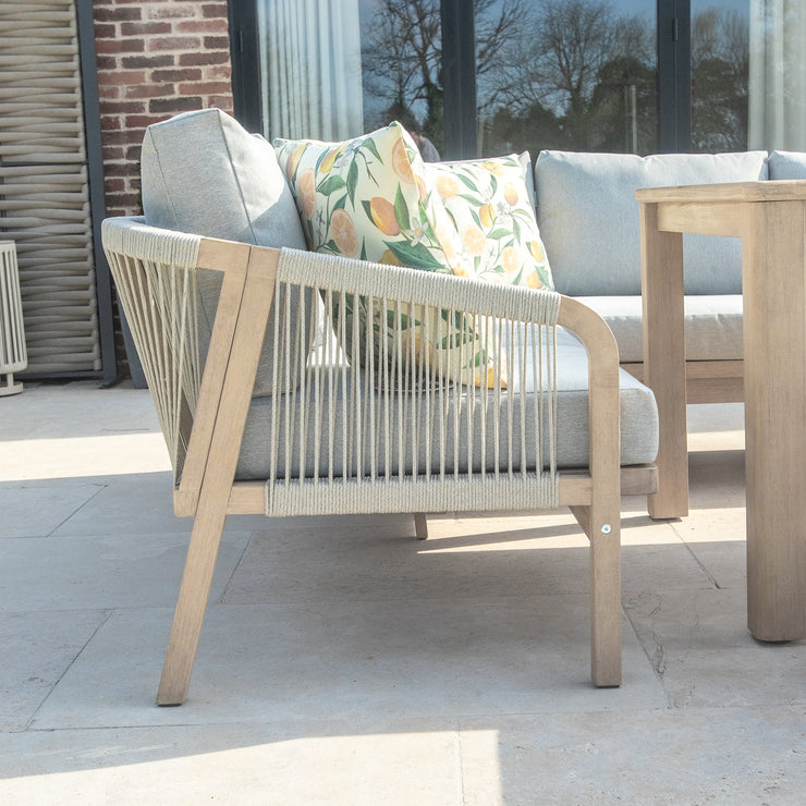Bracken Outdoors Charlton Acacia Wood and Rope Garden Furniture Corner Sofa Set with Dining Table