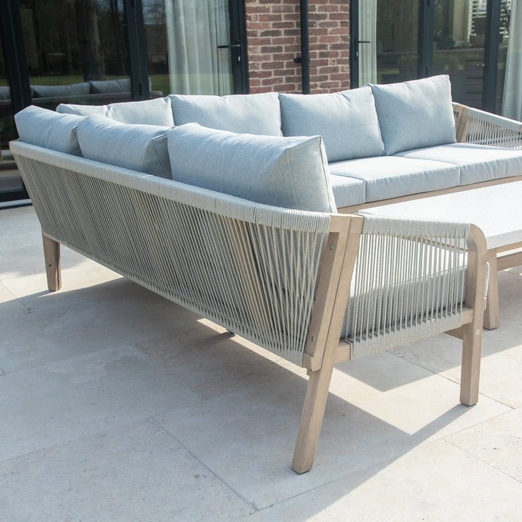 Bracken Outdoors Charlton Acacia Wood and Rope Garden Furniture Corner Sofa Set with Coffee Table