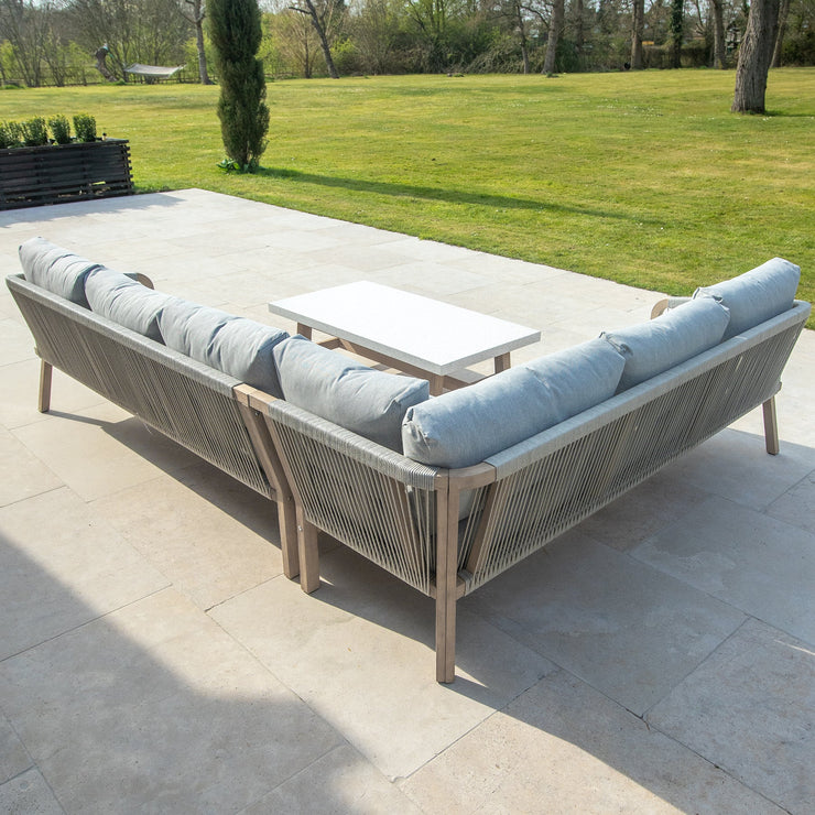 Bracken Outdoors Charlton Acacia Wood and Rope Garden Furniture Corner Sofa Set with Coffee Table