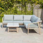 Bracken Outdoors Charlton Acacia Wood and Rope Garden Furniture Corner Sofa Set with Coffee Table