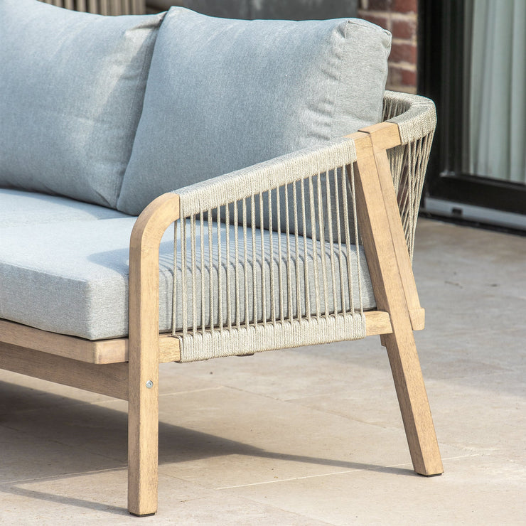 Bracken Outdoors Charlton Acacia Wood and Rope Garden Furniture Corner Sofa Set with Coffee Table
