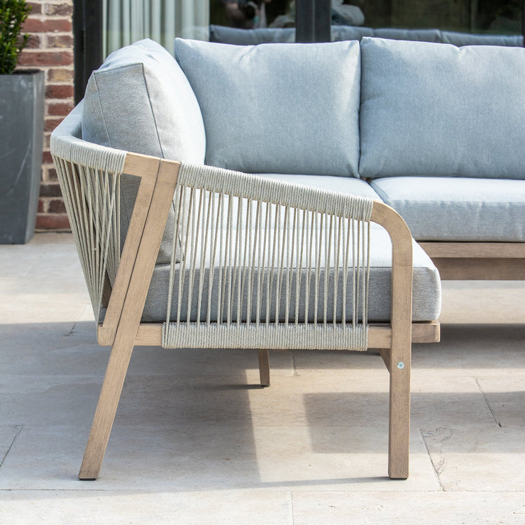 Bracken Outdoors Charlton Acacia Wood and Rope Garden Furniture Corner Sofa Set with Coffee Table