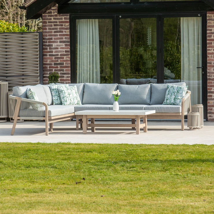 Bracken Outdoors Charlton Acacia Wood and Rope Garden Furniture Corner Sofa Set with Coffee Table
