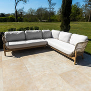Bracken Outdoors Hampton Acacia Wood and Rope Square Corner Sofa Garden Furniture Set with Coffee Tables
