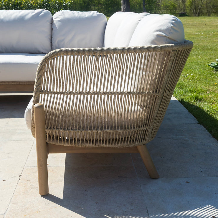 Bracken Outdoors Hampton Acacia Wood and Rope Square Corner Sofa Garden Furniture Set with Coffee Tables