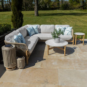 Bracken Outdoors Hampton Acacia Wood and Rope Square Corner Sofa Garden Furniture Set with Coffee Tables