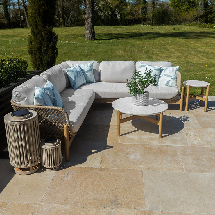 Bracken Outdoors Hampton Acacia Wood and Rope Square Corner Sofa Garden Furniture Set with Coffee Tables