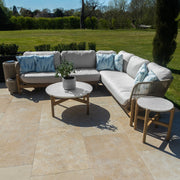 Bracken Outdoors Hampton Acacia Wood and Rope Square Corner Sofa Garden Furniture Set with Coffee Tables