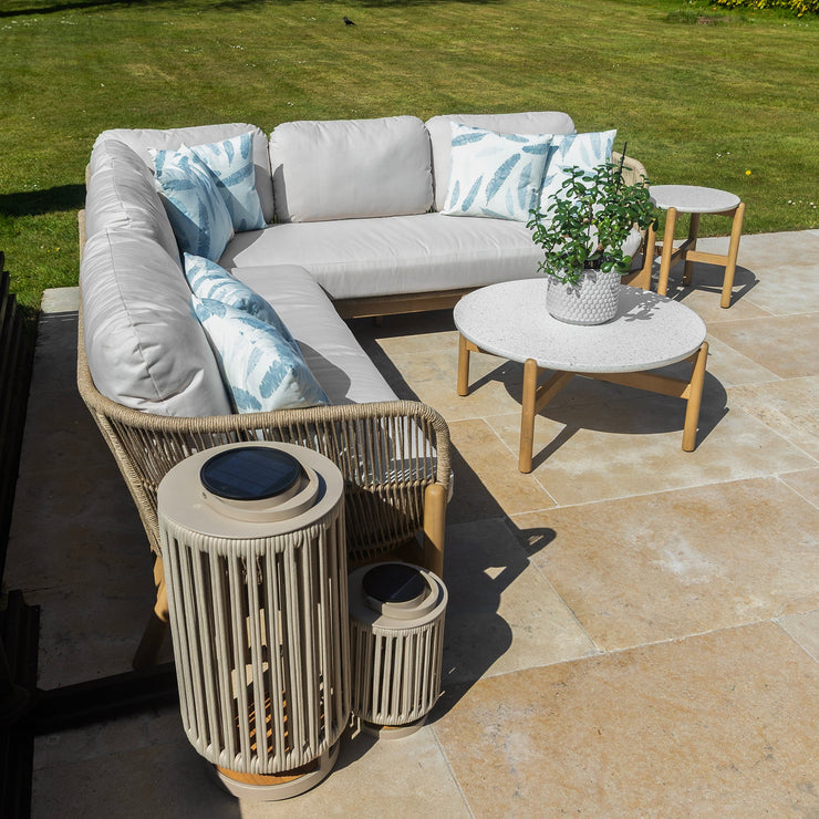 Bracken Outdoors Hampton Acacia Wood and Rope Square Corner Sofa Garden Furniture Set with Coffee Tables