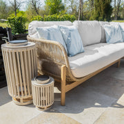 Bracken Outdoors Hampton Acacia Wood and Rope Square Corner Sofa Garden Furniture Set with Coffee Tables