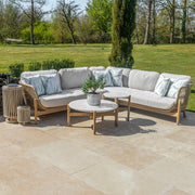 Bracken Outdoors Hampton Acacia Wood and Rope Square Corner Sofa Garden Furniture Set with Coffee Tables