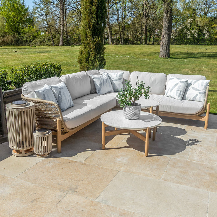 Bracken Outdoors Hampton Acacia Wood and Rope Square Corner Sofa Garden Furniture Set with Coffee Tables