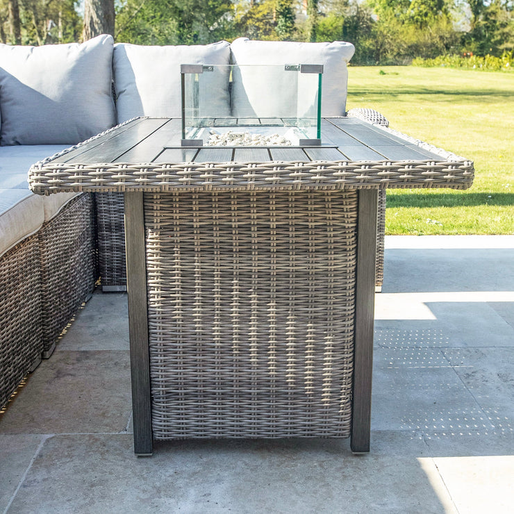 Kettler Palma Fire Pit Table with Rattan Corner sofa set.