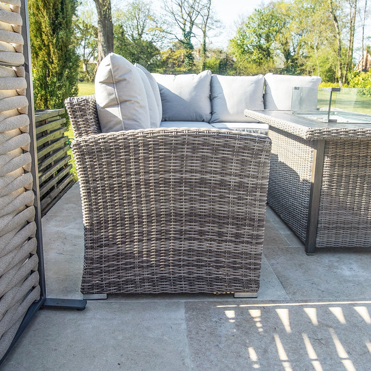 Kettler Palma Fire Pit Table with Rattan Corner sofa set.