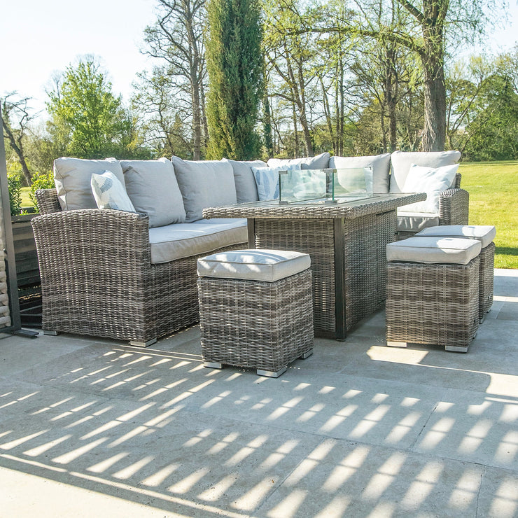 Kettler Palma Fire Pit Table with Rattan Corner sofa set.