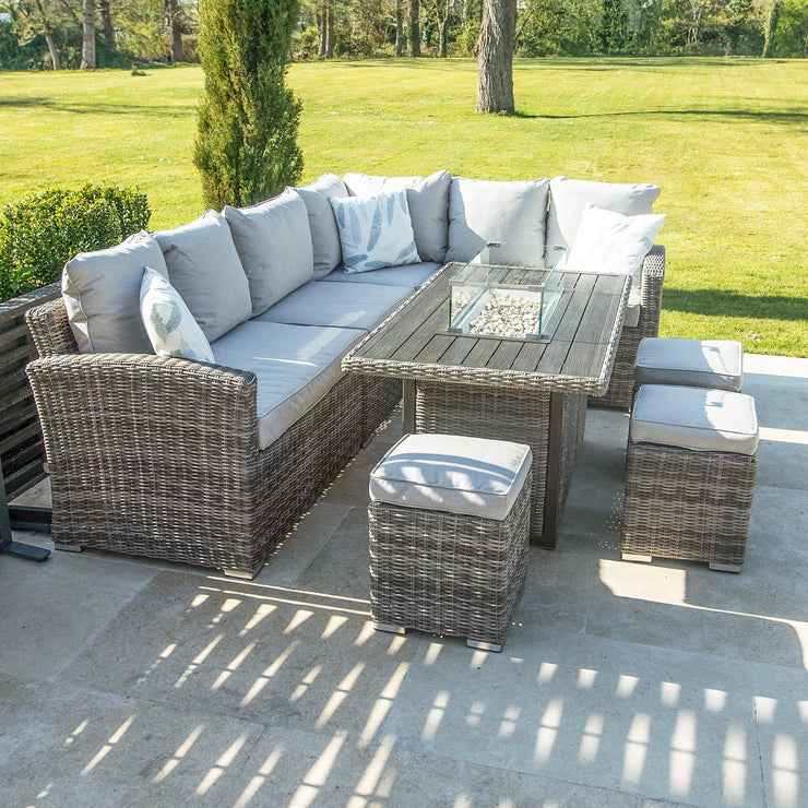 Kettler Palma Fire Pit Table with Rattan Corner sofa set.