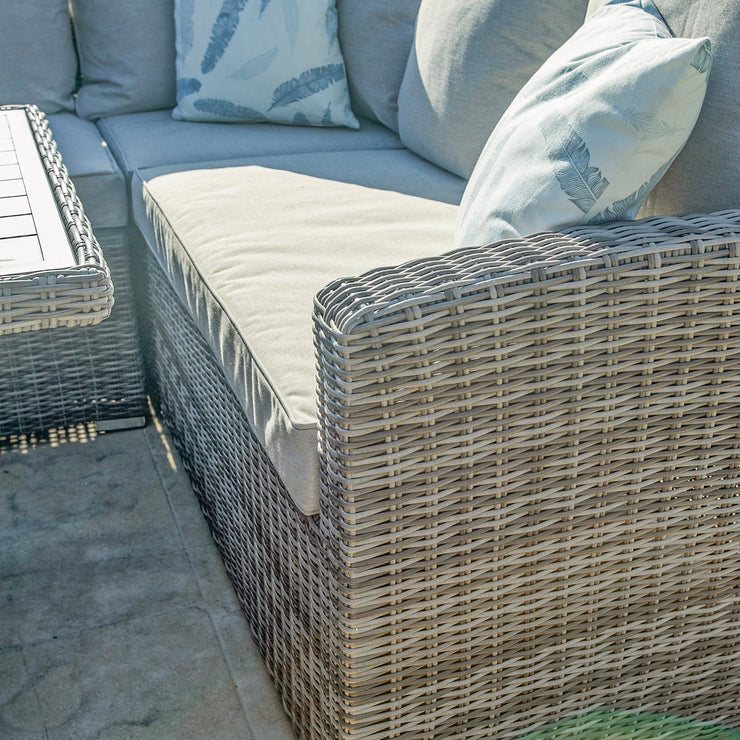 Kettler Palma Fire Pit Table with Rattan Corner sofa set.