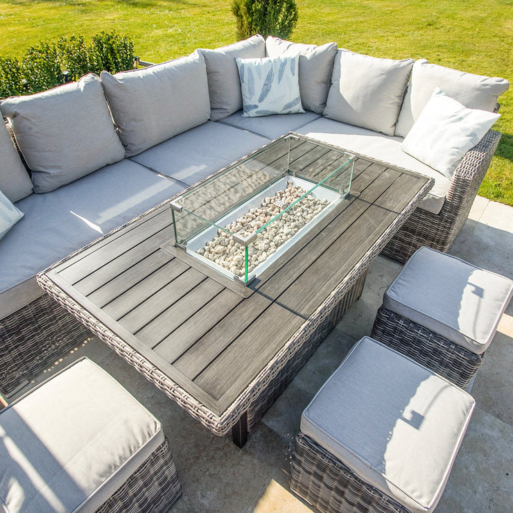Kettler Palma Fire Pit Table with Rattan Corner sofa set.