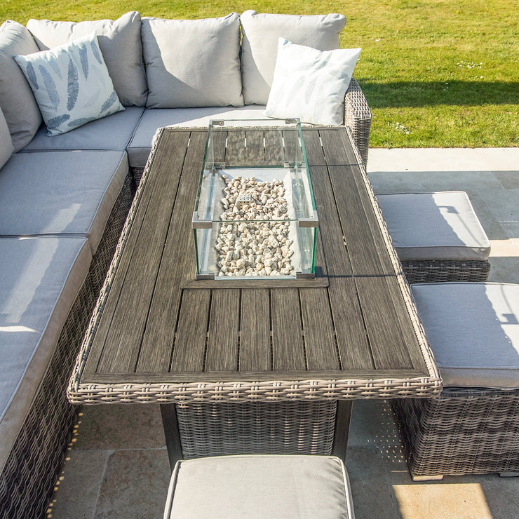 Kettler Palma Fire Pit Table with Rattan Corner sofa set.