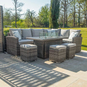 Kettler Palma Fire Pit Table with Rattan Corner sofa set.