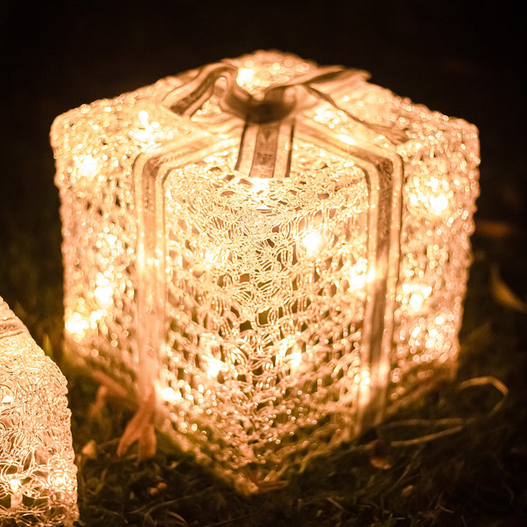 Set of 3 Soft Acrylic Light Up Christmas Parcels with 59 White/Warm White LEDs
