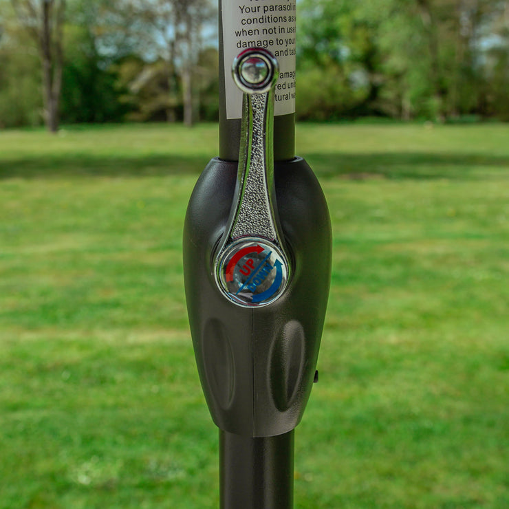 Bracken Outdoors Grey 2.5m Crank and Tilt Round Garden Parasol - Graphite Pole