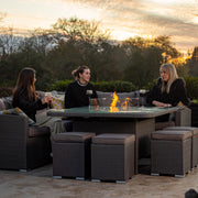 Bracken Outdoors Dakota Casual Dining Square Corner Sofa Fire Pit Garden Furniture Set