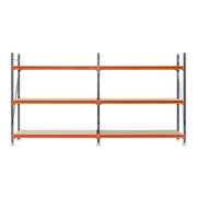 2x Mecalux Heavy Duty Longspan Shelving - 3000mm High - Blue & Orange