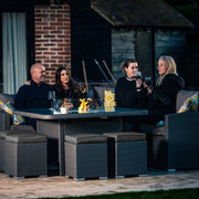 Bracken Outdoors Dakota Casual Dining Square Corner Sofa Fire Pit Garden Furniture Set
