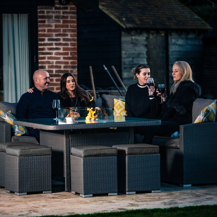 Bracken Outdoors Dakota Casual Dining Square Corner Sofa Fire Pit Garden Furniture Set