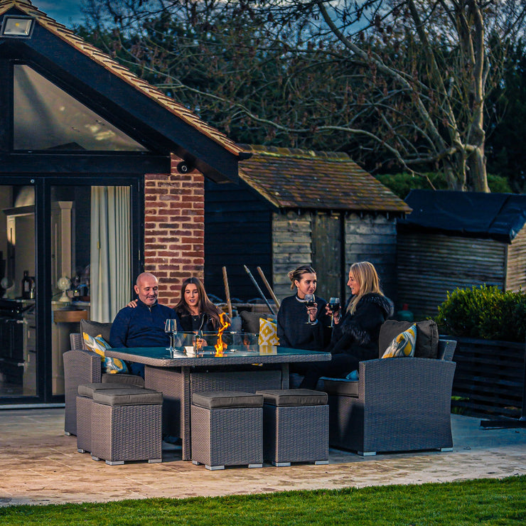 Bracken Outdoors Dakota Casual Dining Square Corner Sofa Fire Pit Garden Furniture Set