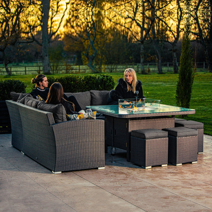 Bracken Outdoors Dakota Casual Dining Square Corner Sofa Fire Pit Garden Furniture Set