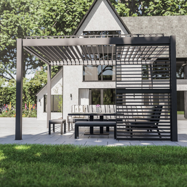 Bracken Outdoors Anthracite Louvre Shutters Fixed Panel for 4m Garden Pergola
