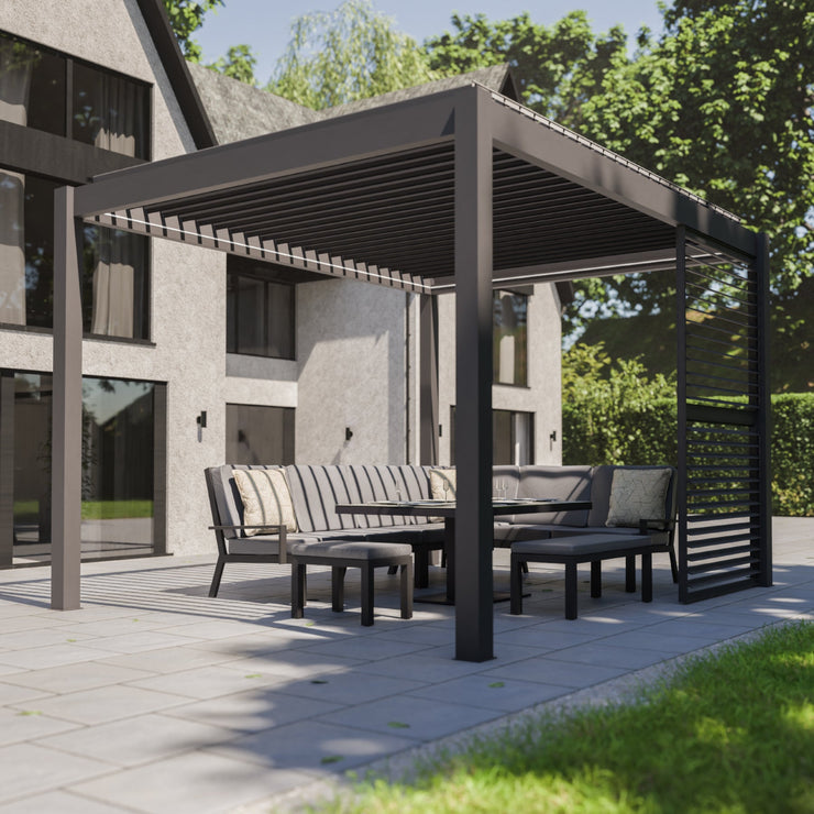 Bracken Outdoors Anthracite Louvre Shutters Fixed Panel for 4m Garden Pergola