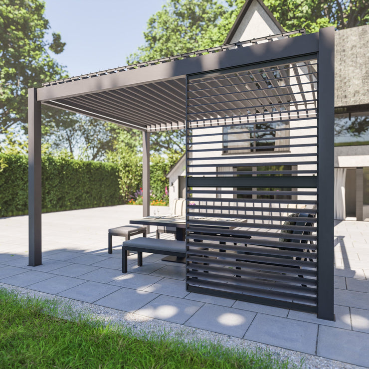 Bracken Outdoors Anthracite Louvre Shutters Fixed Panel for 4m Garden Pergola