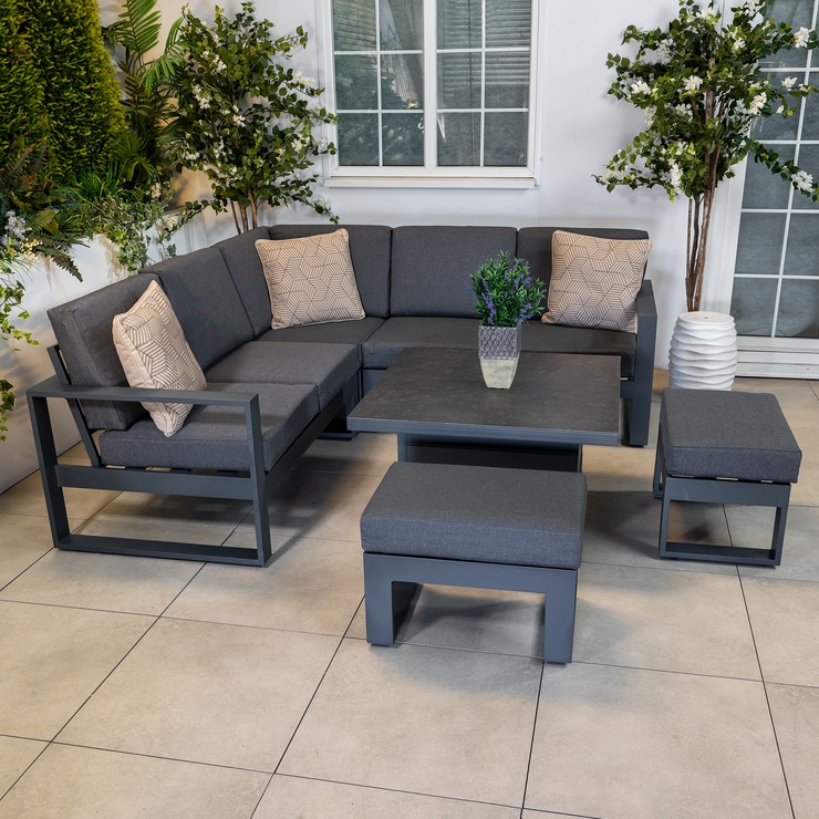 Bracken Outdoors Portland Aluminium Compact Corner Garden Furniture Set with Adjustable Table