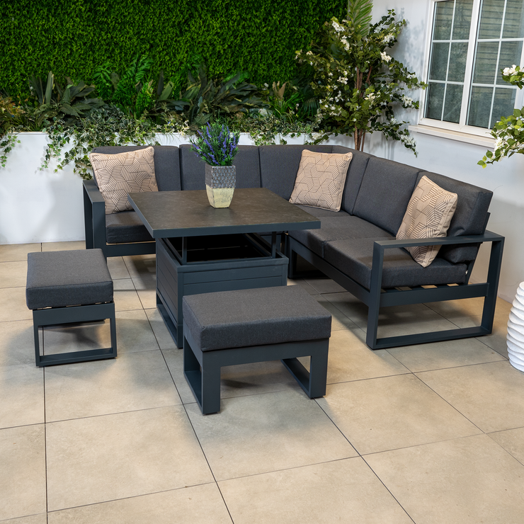 Bracken Outdoors Portland Aluminium Compact Corner Garden Furniture Set with Adjustable Table