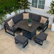 Bracken Outdoors Portland Aluminium Compact Corner Garden Furniture Set with Adjustable Table